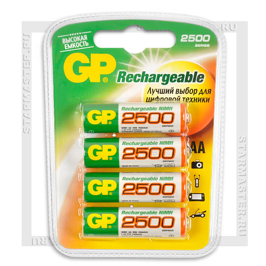 Аккумулятор NiMH GP AA 2500 мА/ч 1.2B, 4шт в блистерной упаковке. Аккумулятор NiMH GP AA 2500 мА/ч 1.2B, 4шт в блистерной упаковке.